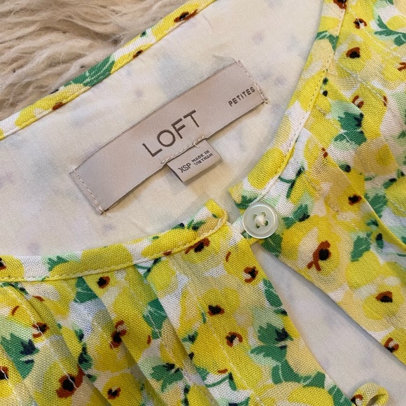 XSP loft floral print dress with side ties green yellow and white - like new - Picture 6 of 9